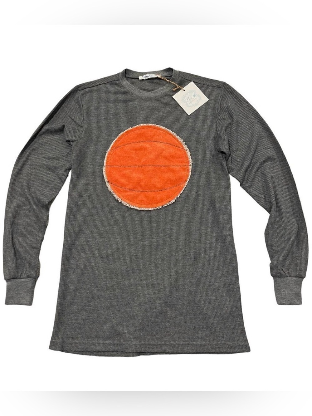 Lost Petal Linens Lightweight Thermal Long Sleeve T-Shirt Basketball Applique